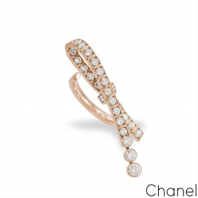 Chanel White Gold Diamond Ruban Earrings J11150